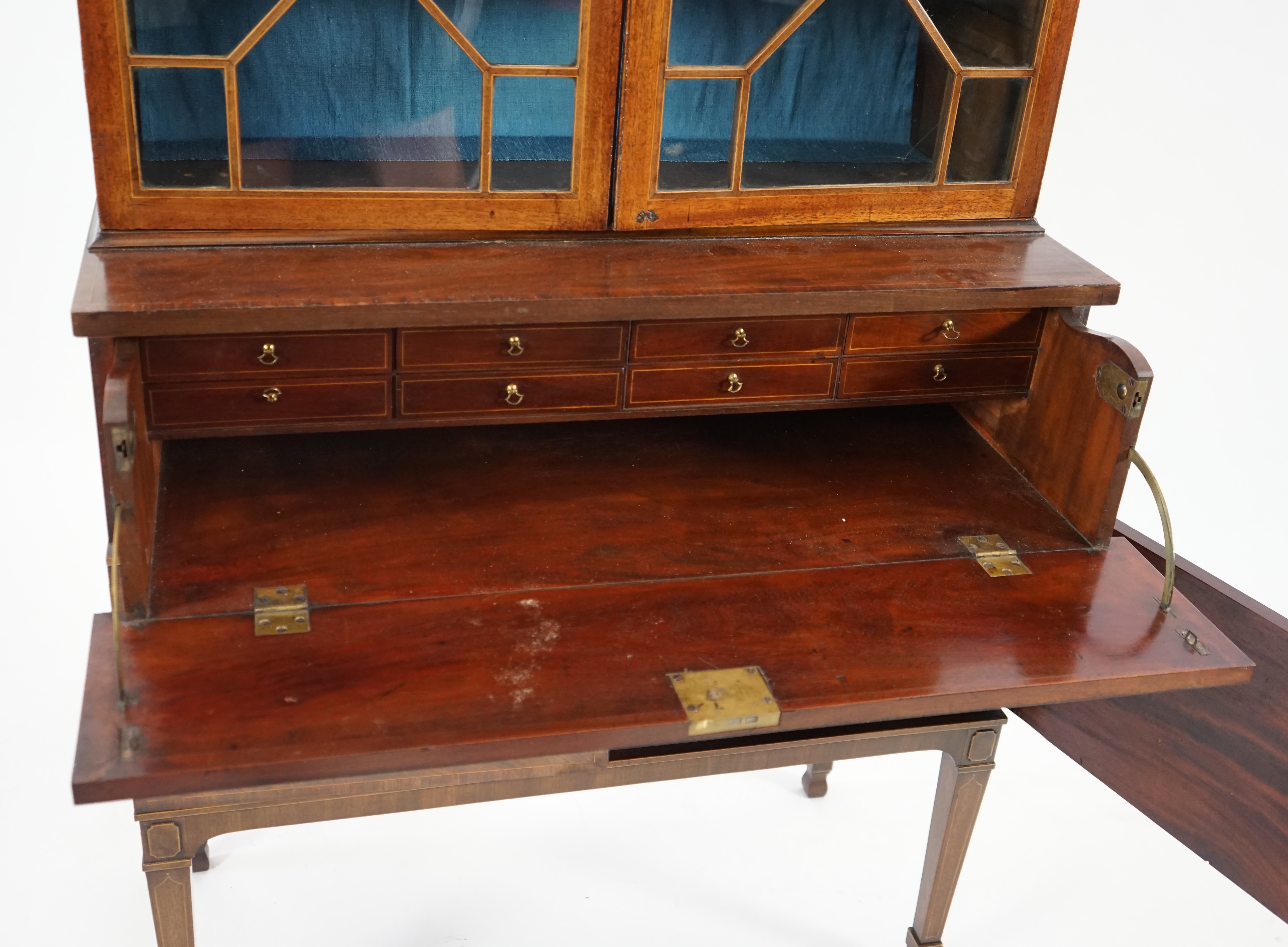 A late George III mahogany secretaire bookcase